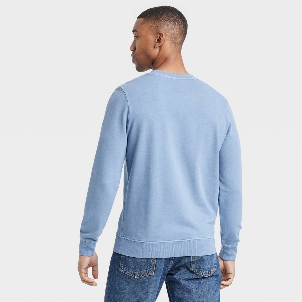 NWT Mens French Terry Crew Neck Pullover Sweatshirt - Rig Blue XL - Picture 6 of 6